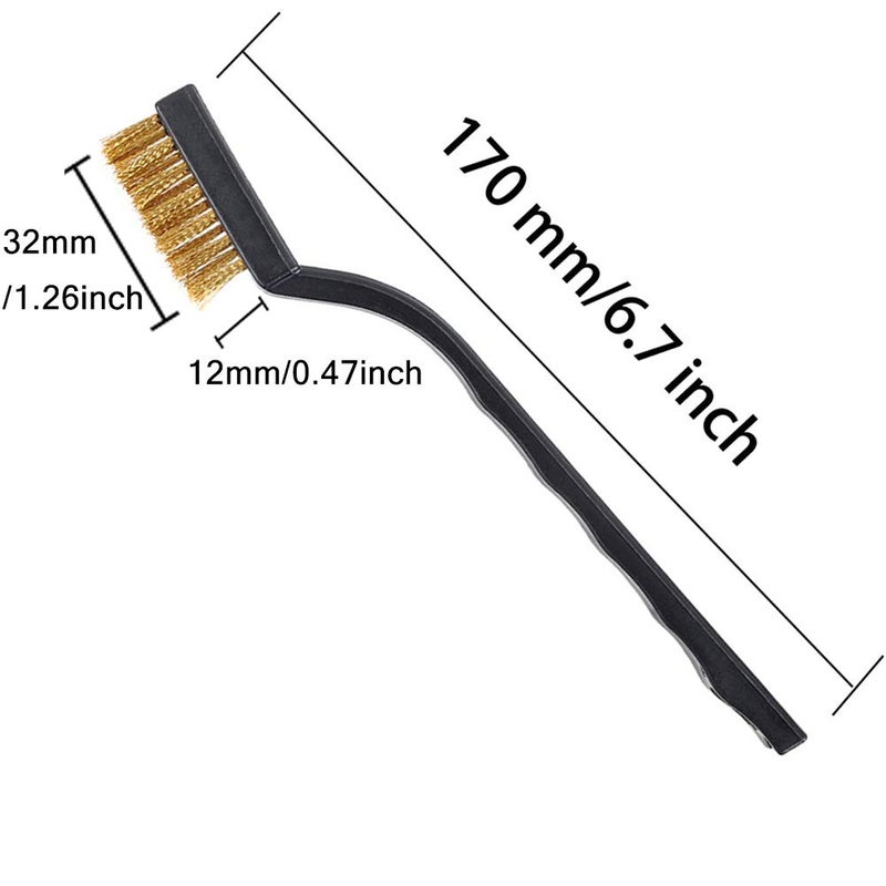 CILEONBE 30PCS Mini Wire Brush Brass Brush,Curved Handle Masonry Brush Wire Bristle for Cleaning Welding Slag and Rust - Image 3